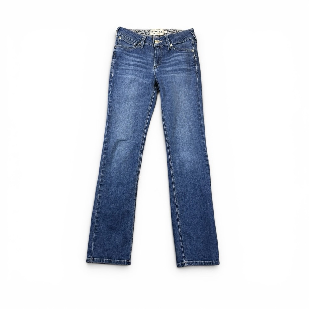 Ariat R.E.A.L.  Jeans Womens 29 Blue Denim Med Wash Straight Leg Western Cowboy